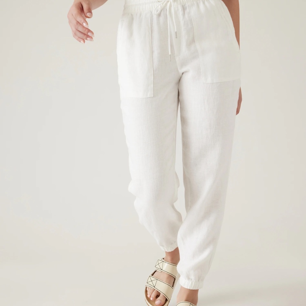 NWT Athleta White Retreat Linen Pants
